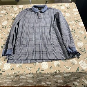 vintage polo long sleeve Shirt Men’s Xl Blue WindowPane Plaid Preppy Y2K 90s